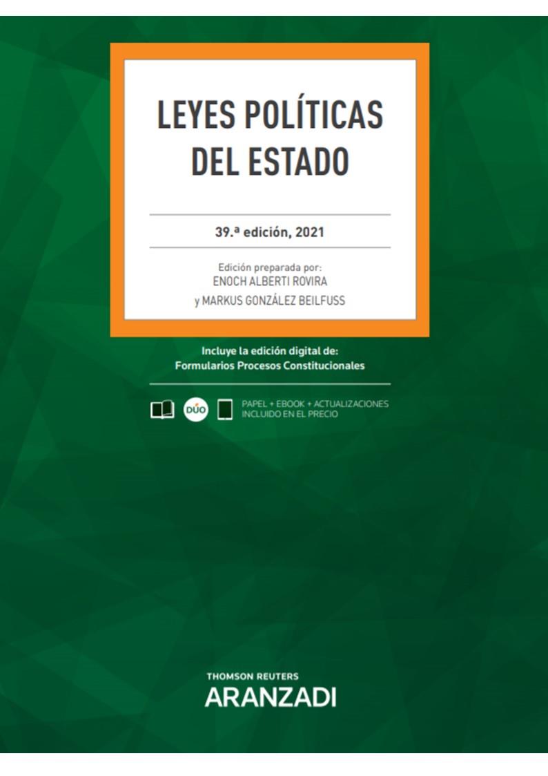 Leyes Políticas del Estado (Papel + e-book) | 9788413905716 | Alberti Rovira, Enoch/González Beilfuss, Markus | Librería online de Figueres / Empordà