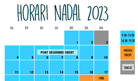 HORARI NADAL 2023 | Llibreria online de Figueres i Empordà