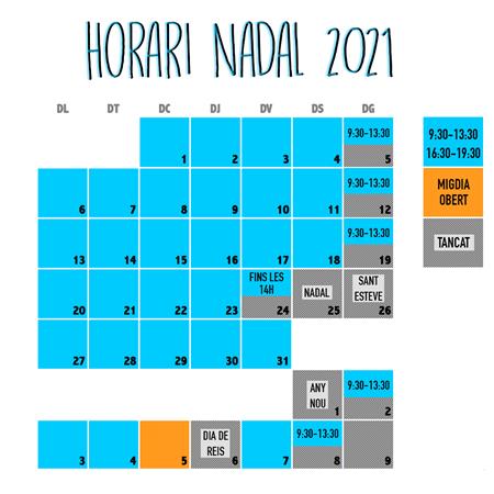HORARI NADAL 2021 | Llibreria online de Figueres / Empordà
