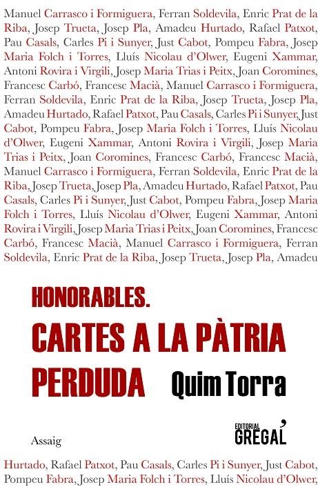 Honorables. Cartes a la pàtria perduda | 9788417660314 | Torra i Pla, Quim | Llibreria online de Figueres i Empordà