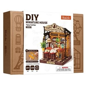 MAQUETA SUJETALIBROS DIY MINIATURE HOUSE TIPSY CAT BAR | 6946785127416 | Llibreria online de Figueres i Empordà