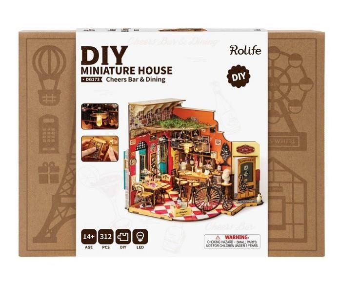 MAQUETA SUJETALIBROS DIY MINIATURE HOUSE "CHEER'S BAR & DINING" "BOOK NOK" | 6946785124217 | Librería online de Figueres / Empordà