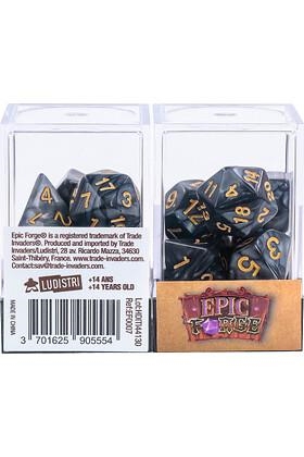 JUEGO DE 7 DADOS MULTIFORMATO EN CAJA NEGRO PERLADO | 3701625905554 | Llibreria online de Figueres i Empordà