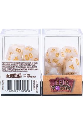 JUEGO DE 7 DADOS MULTIFORMATO EN CAJA BLANCO PERLA | 3701625905608 | Llibreria online de Figueres i Empordà
